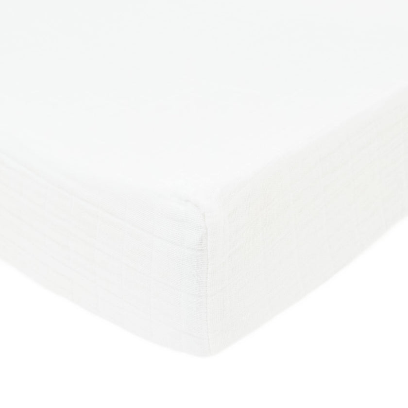 Cotton Muslin Changing Pad Cover - White