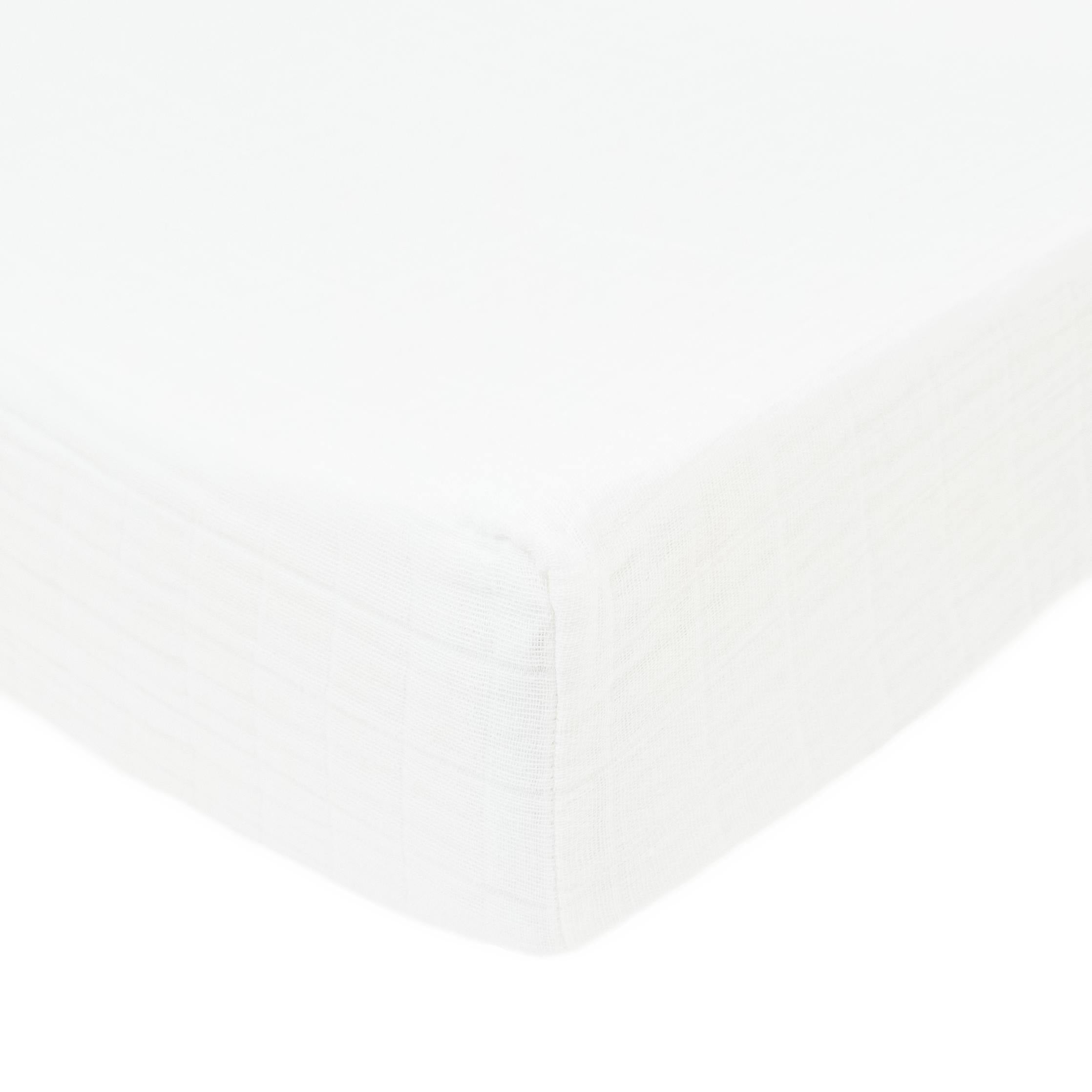 Cotton Muslin Changing Pad Cover - White