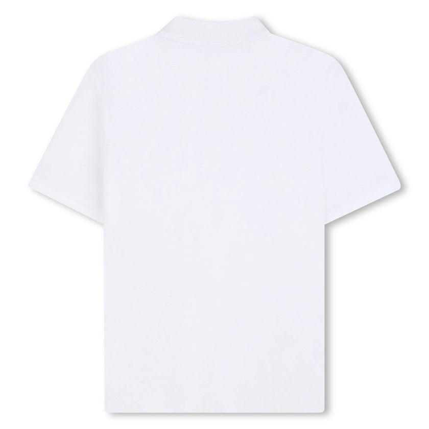 White Short Sleeve Block Polo