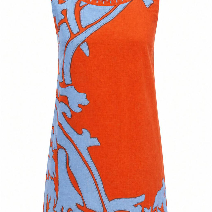 Evelyn Coral Vine Stripe Shell Mini Dress