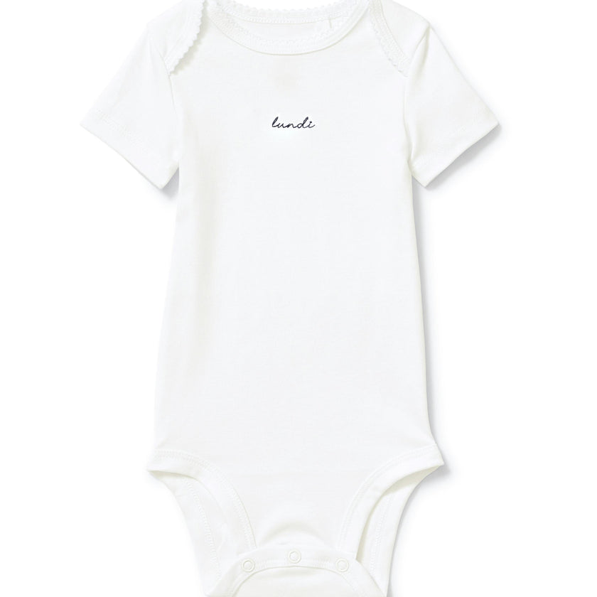 Baby's Pima Short Sleeve Onesie Set in French Lessons Blue