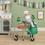 Little Helper Dallas Shopping Cart With Play Food - Chrome/Green