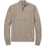 Men's Organic Half Zip Cable Pullover Sweater, Brown