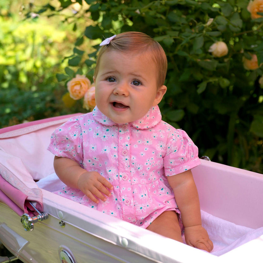 Pink Daisy Button-Front Babysuit