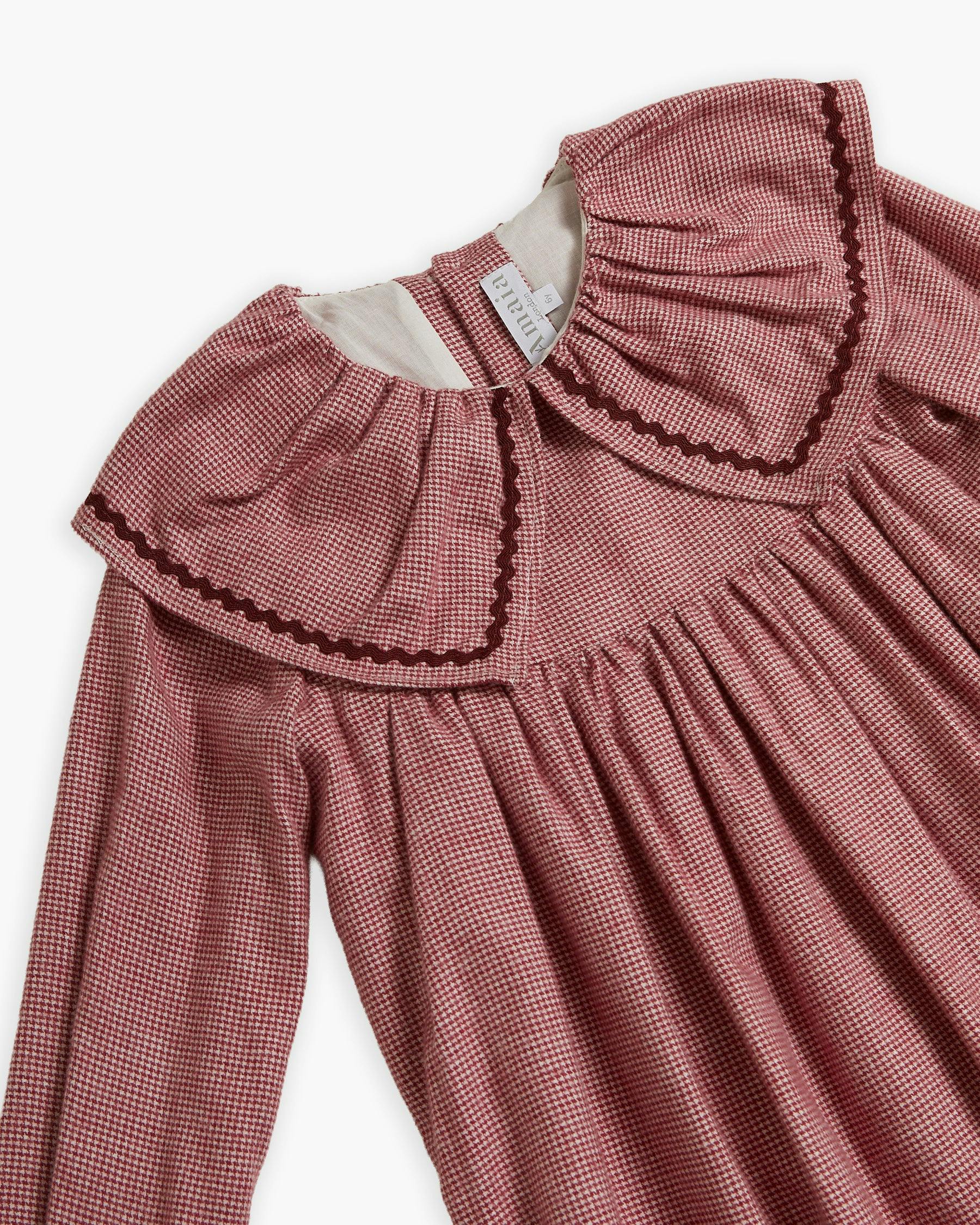 Pierrot Dress Burgundy Minicheck