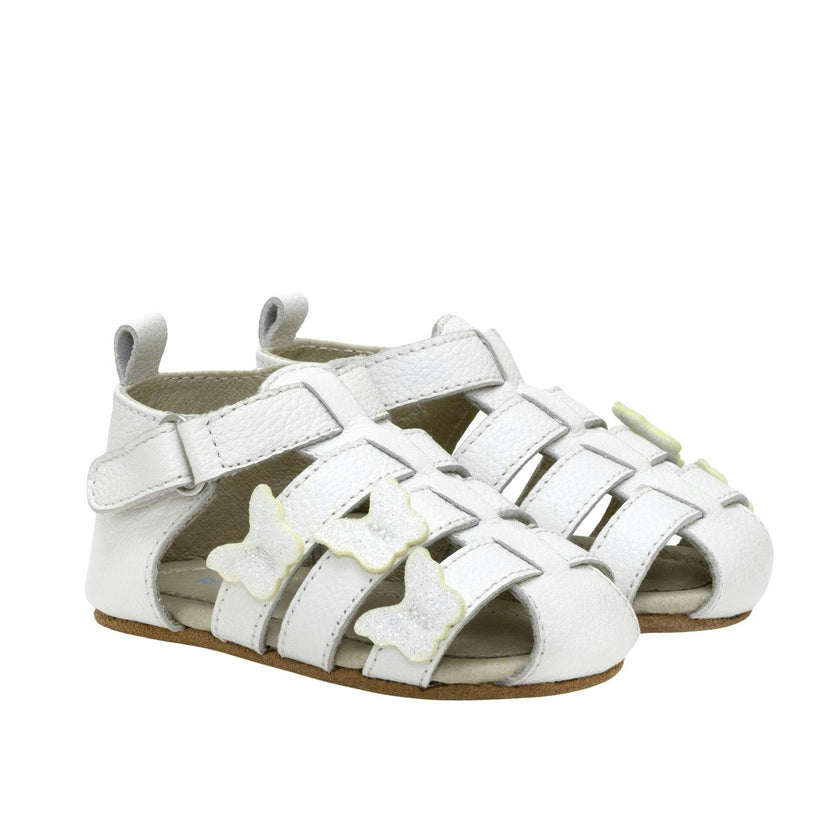 Mariposa White Leather Sandal