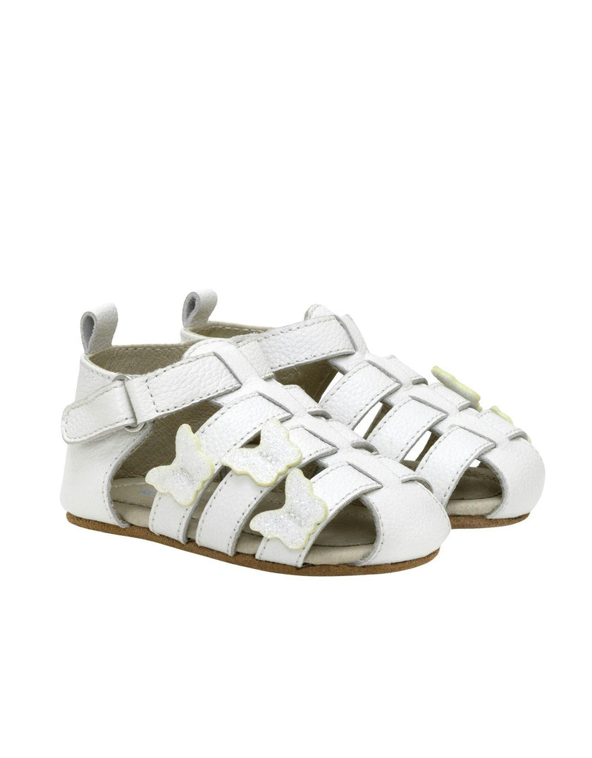 Mariposa White Leather Sandal