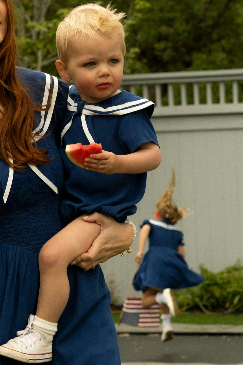 Baby Sailor Romper in Navy
