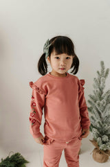 Girls Ruffle Sweatshirt in Holly Dust Floral