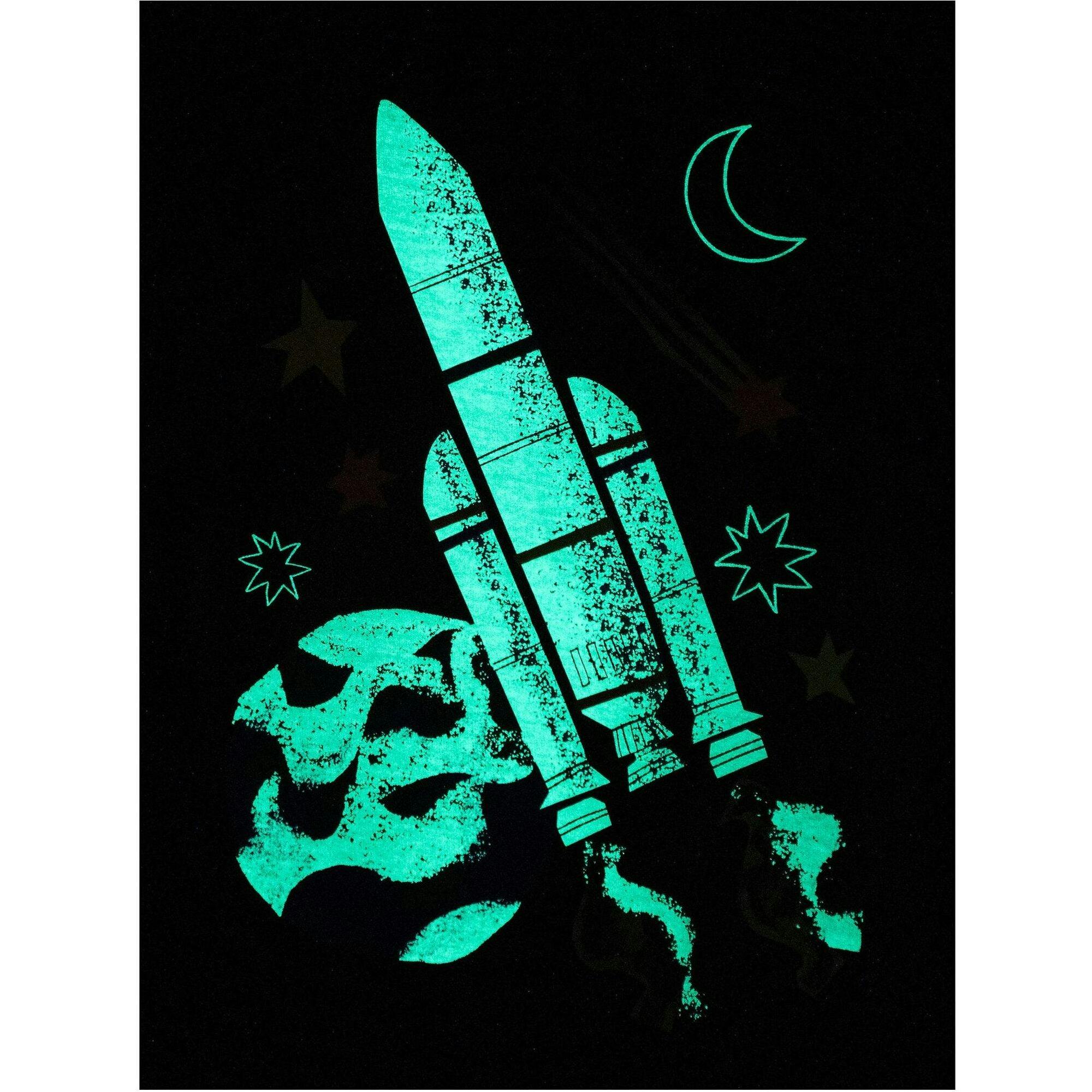 Glowing Rocket Graphic Tee, Black