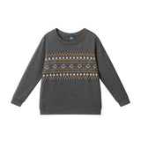 Big Kid Printed Hacci Sweater | Outdoorsy Smiley - Charcoal