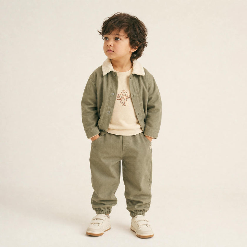 Organic Twill Joggers Pants - Olive