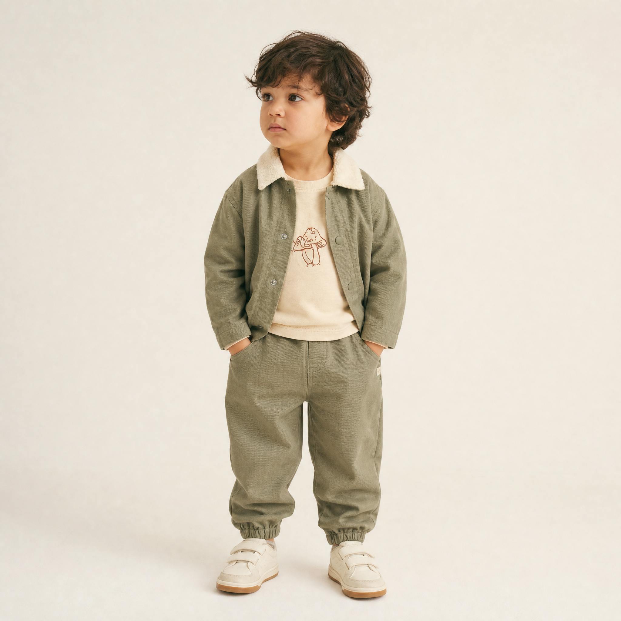 Organic Twill Joggers Pants - Olive