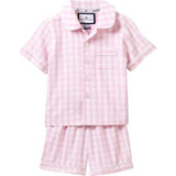 Kid's Twill Pajama Short Set in Pink Gingham