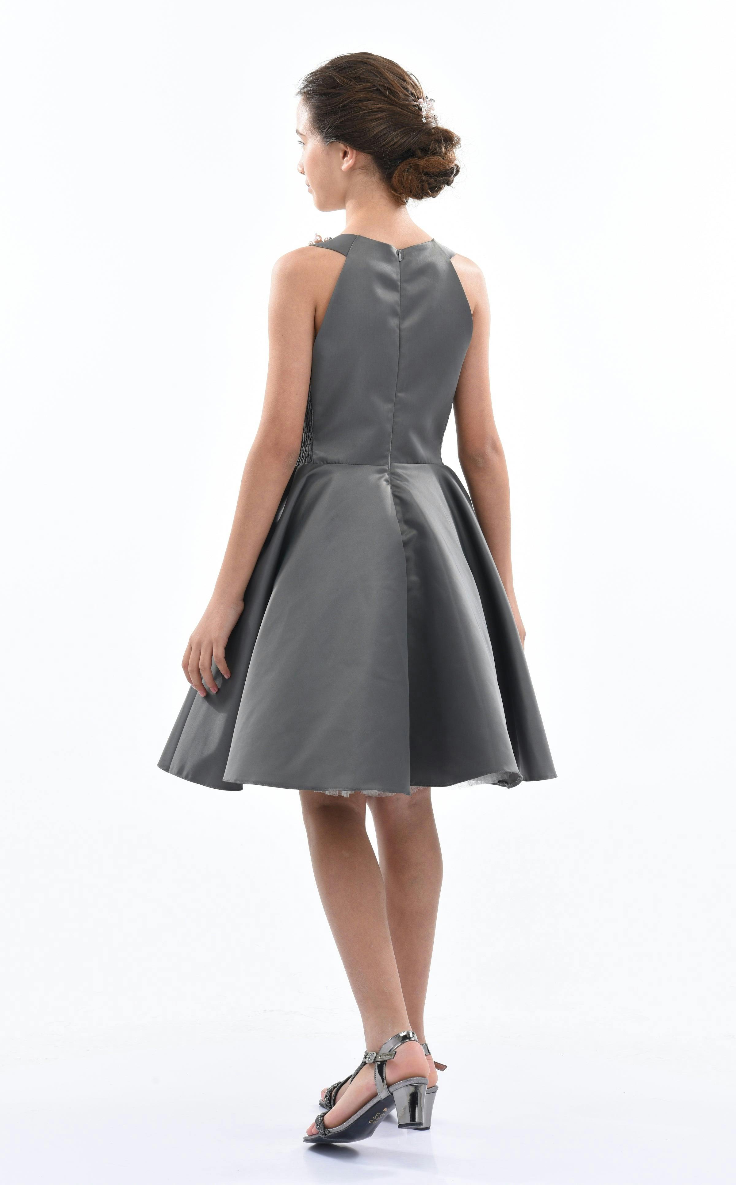 Gray Cardona Pearl Halter Dress
