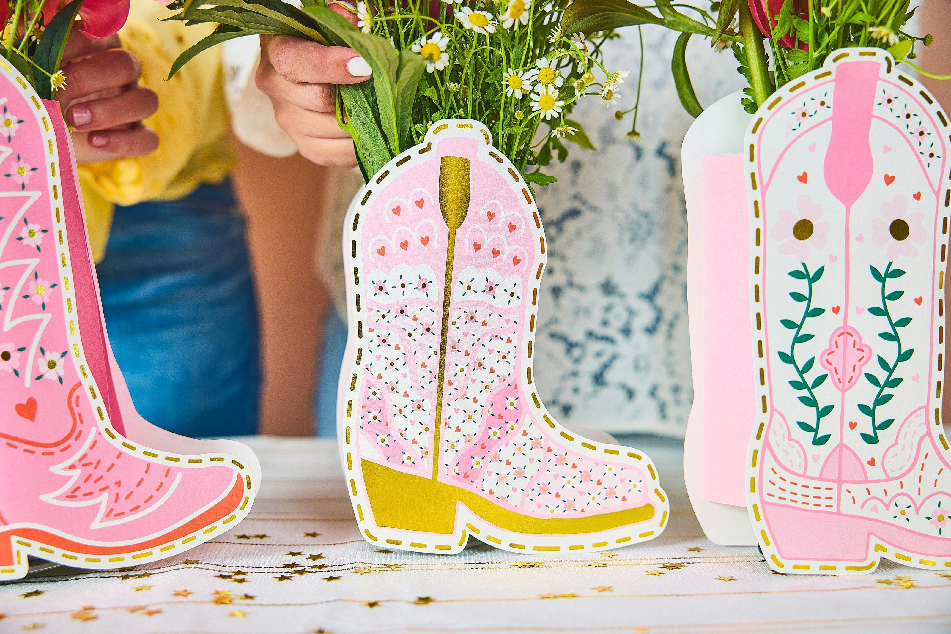 Boot Scoot Blooms Cowboy Boot Pop-Up Vase Slip Covers Set of 3