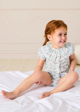 Esme Floral Swiss Voile Scallop Collar Pyjamas in Blue (18mths- 10yrs)