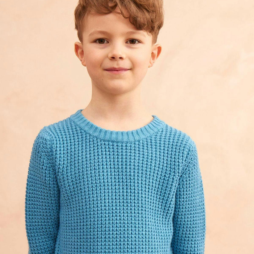 Waffle Knit Jumper | Iceland Blue