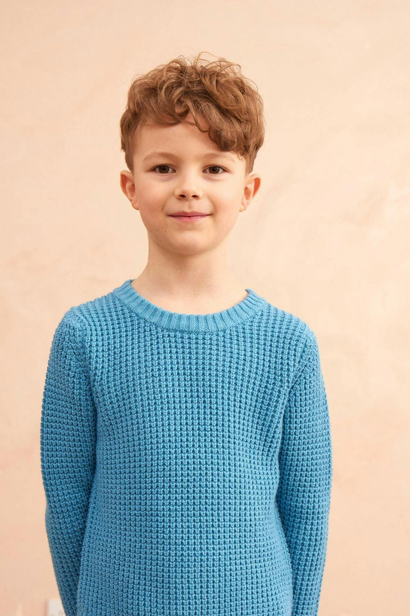 Waffle Knit Jumper | Iceland Blue