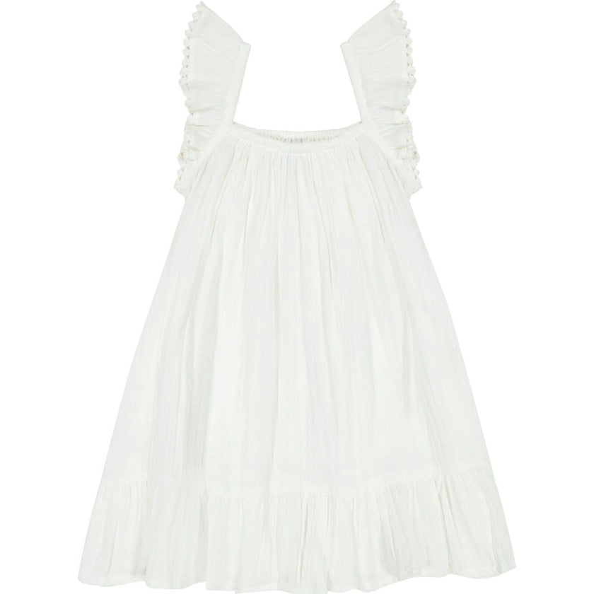 Mini Eva Girl's Ruffle Dress White, White
