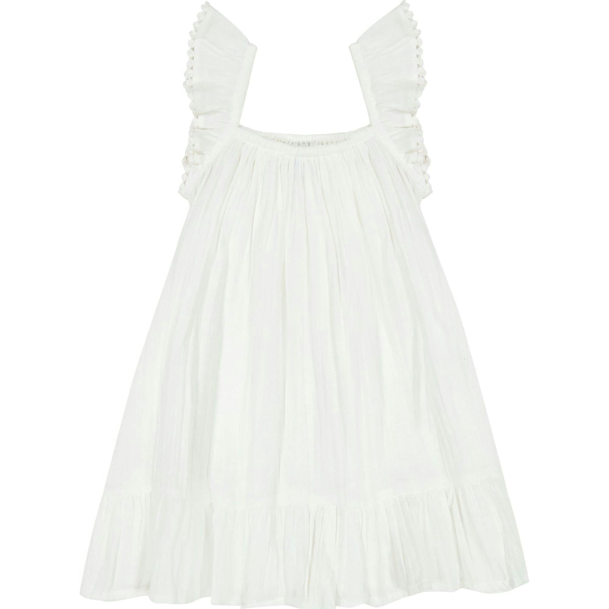 Mini Eva Girl's Ruffle Dress White, White