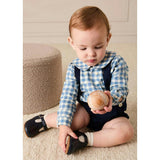 Darby Gingham Button Detail Long Sleeve Shirt in Blue (3mths-4yrs)