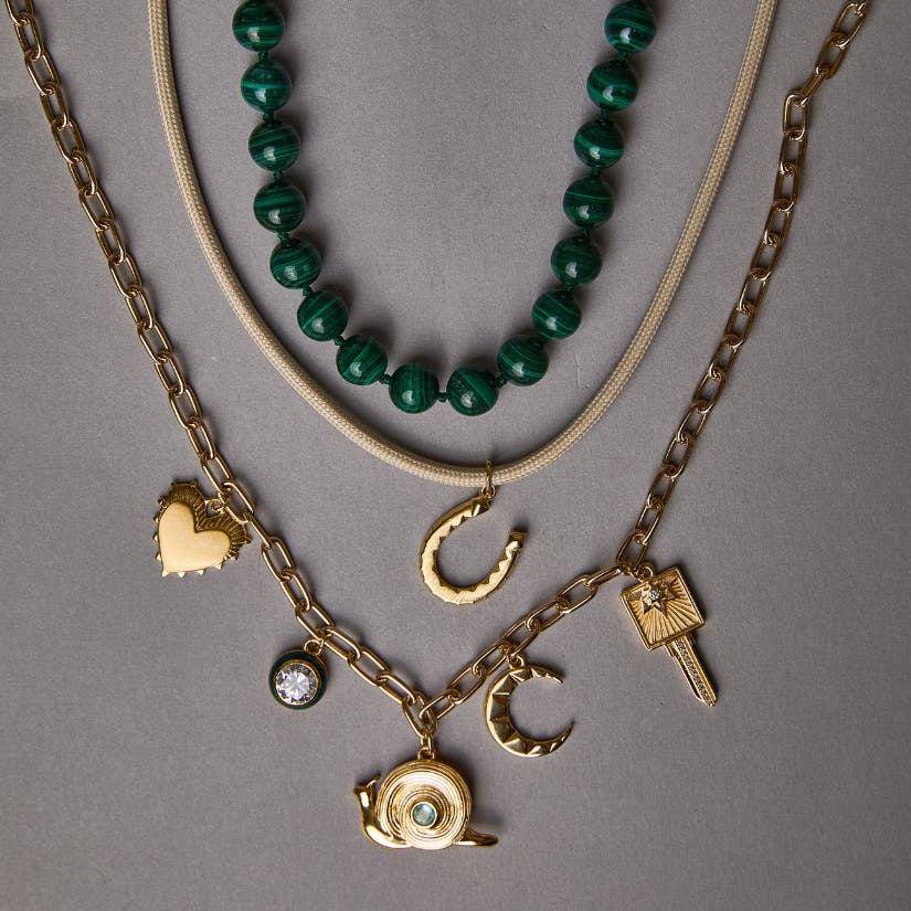 Green Enamel Bezel Charm