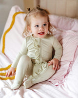 Aloe Luxe Solid Ruffle Footed Romper
