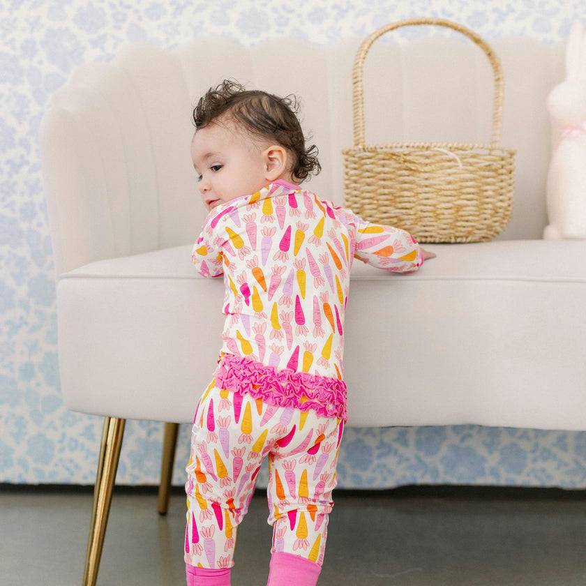 Girly Carrots Bamboo Ruffle Romper