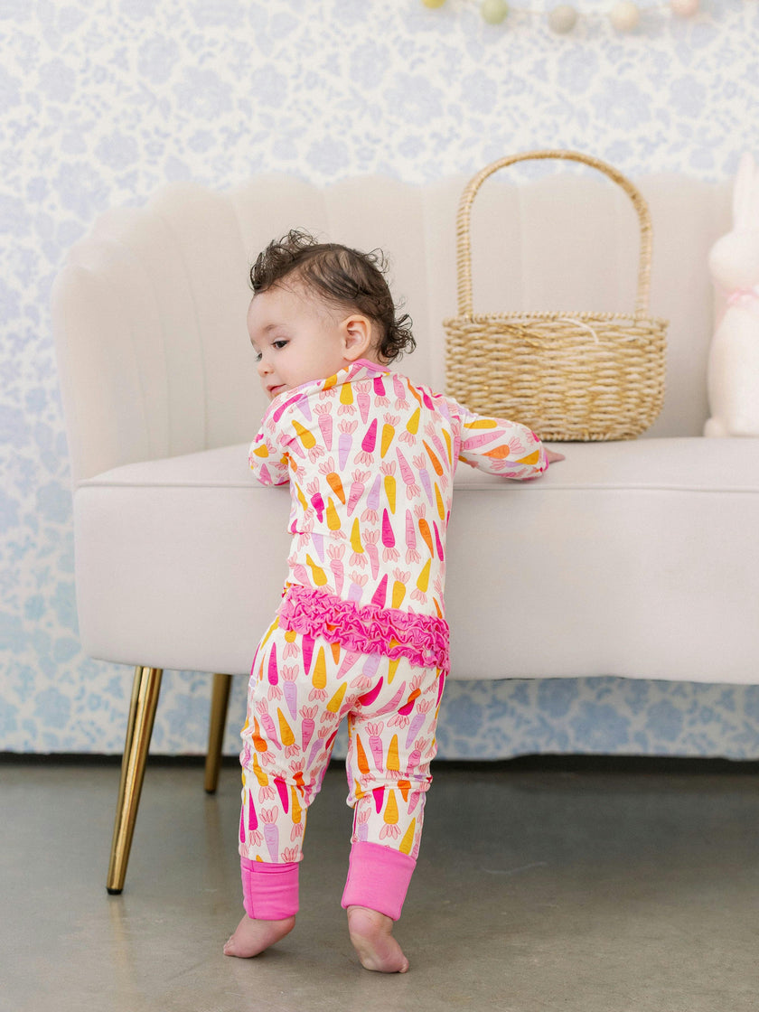 Girly Carrots Bamboo Ruffle Romper