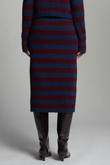 PIA STRIPE TUBE SKIRT | NAVY + MERLOT | ONE LEFT!