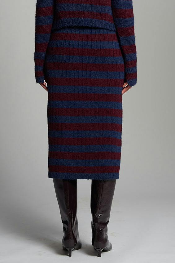 PIA STRIPE TUBE SKIRT | NAVY + MERLOT | ONE LEFT!
