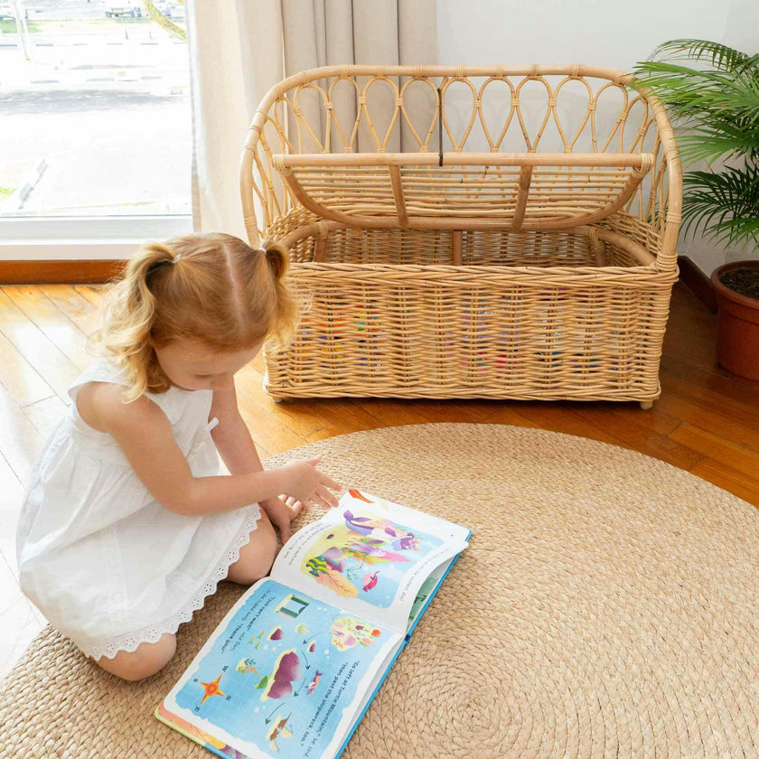 Handcrafted - Callie Kids' Storage Couch - Rattan Wicker