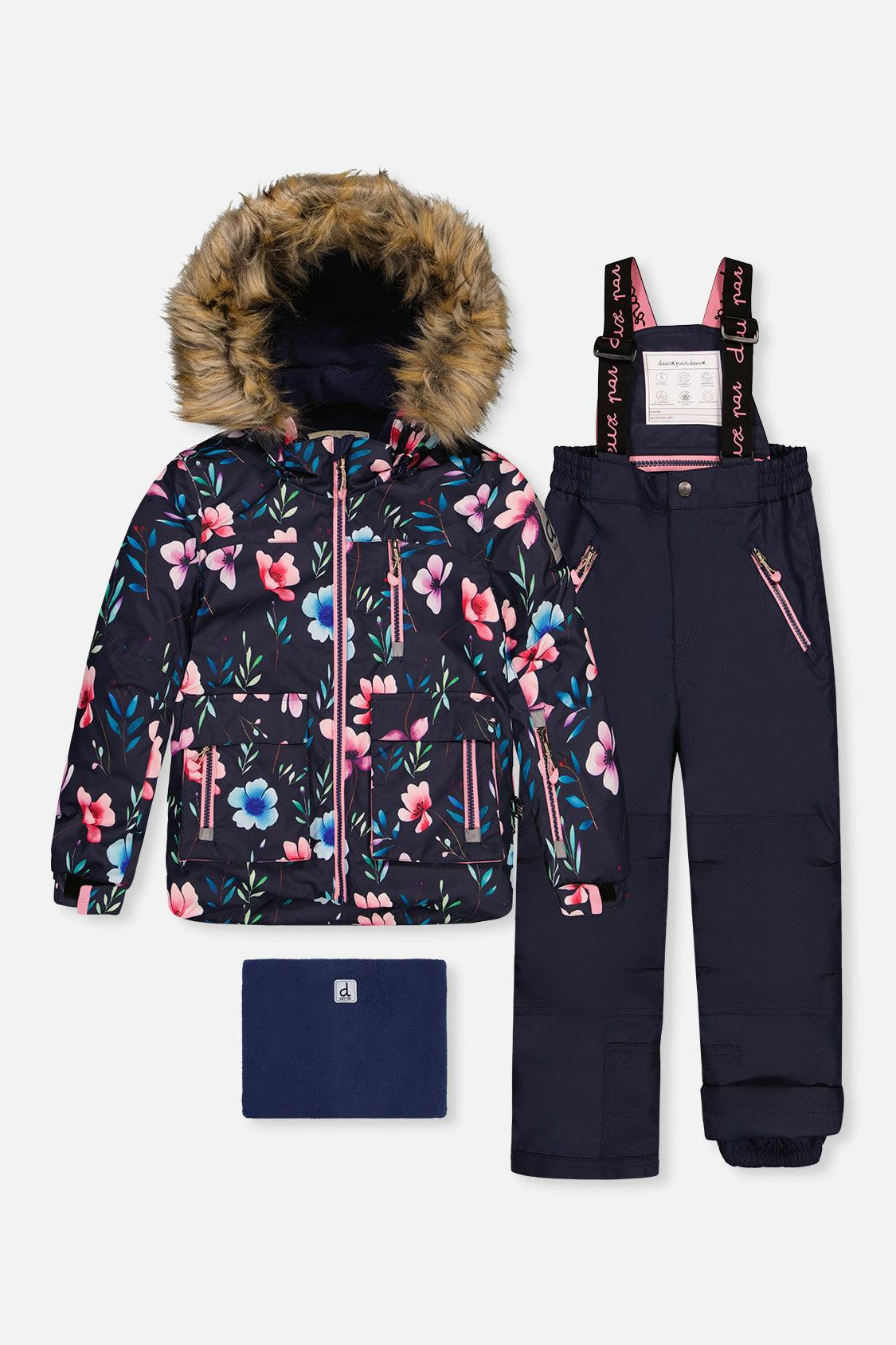 Two Piece Play Snowsuit Blue Floral Print