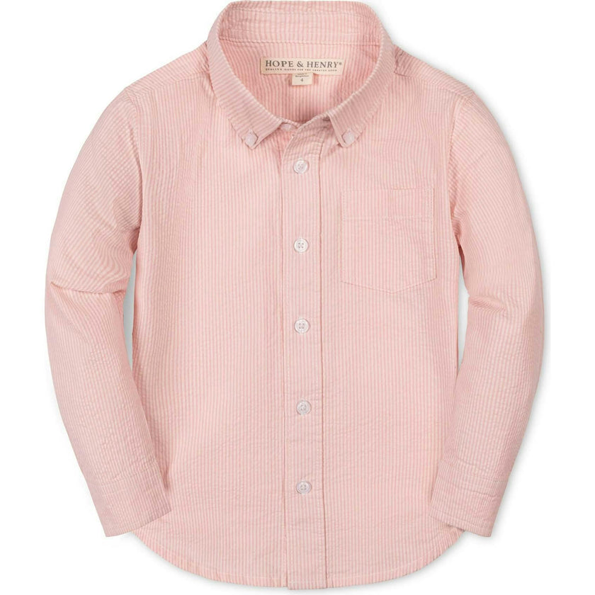Organic Long Sleeve Seersucker Shirt, Pink