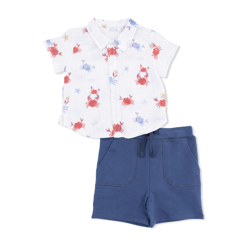 Crayon Crabs - Polo Button Up with Everyday Short