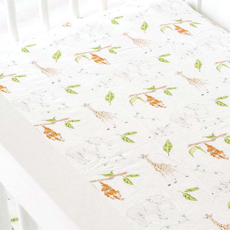 The Safari Party Print Crib Sheet