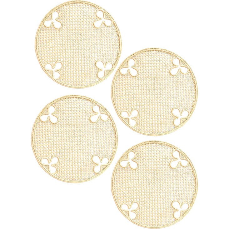 Set of 4 Handwoven Iraca Olive Motif Chargers