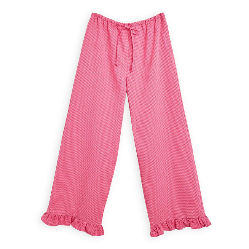 women's vichy frilled pants - wild berry
