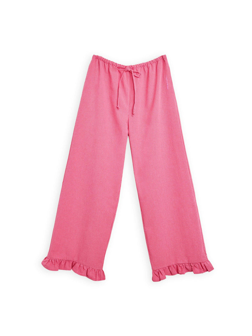 women's vichy frilled pants - wild berry
