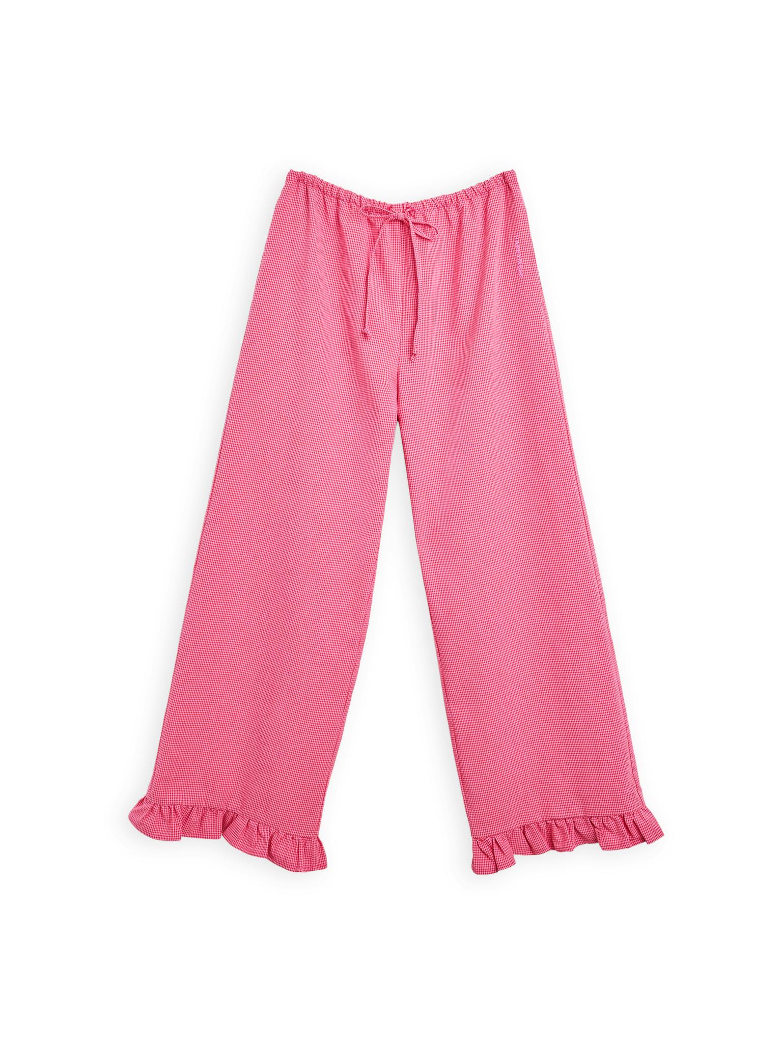 women's vichy frilled pants - wild berry