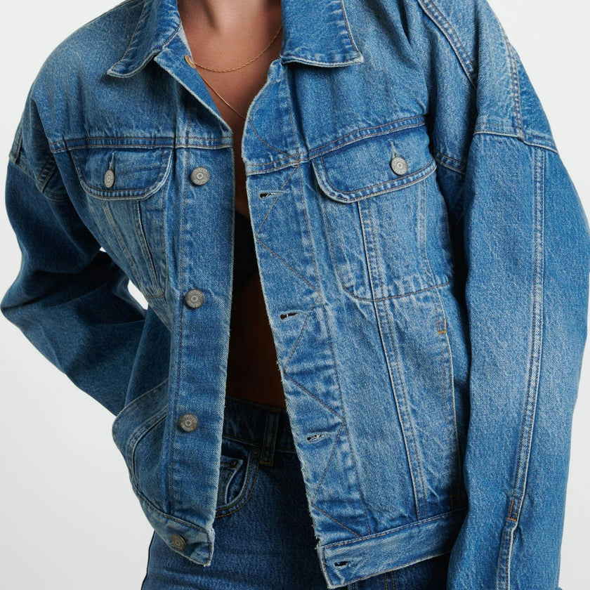 The Ryder Cropped Batwing Sleeve Denim Jacket