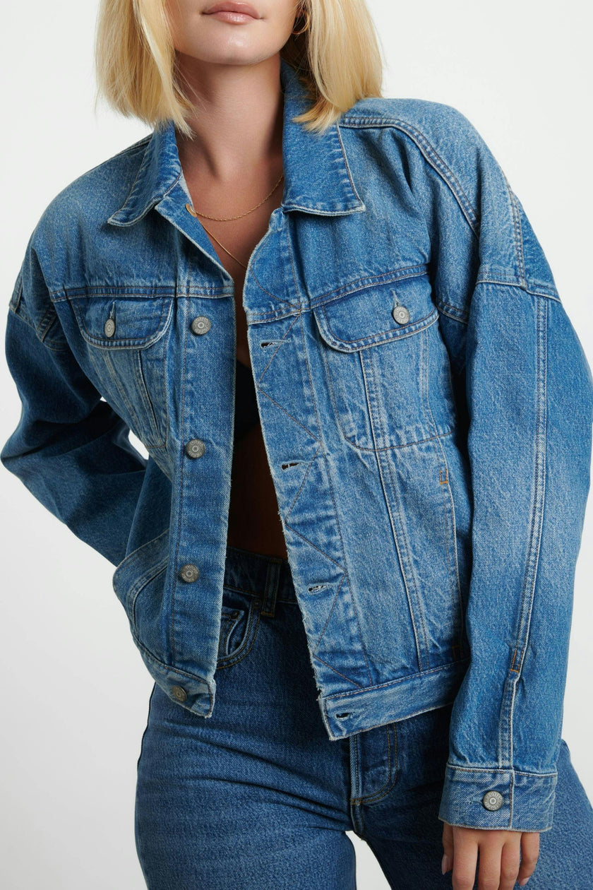 The Ryder Cropped Batwing Sleeve Denim Jacket