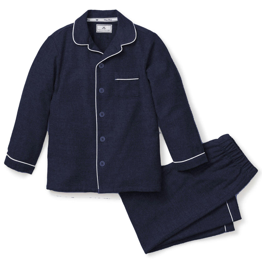 Kid's Flannel Pajama Set in Navy