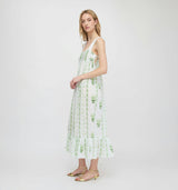The Lux Nightgown - White/Green Arcadia Border