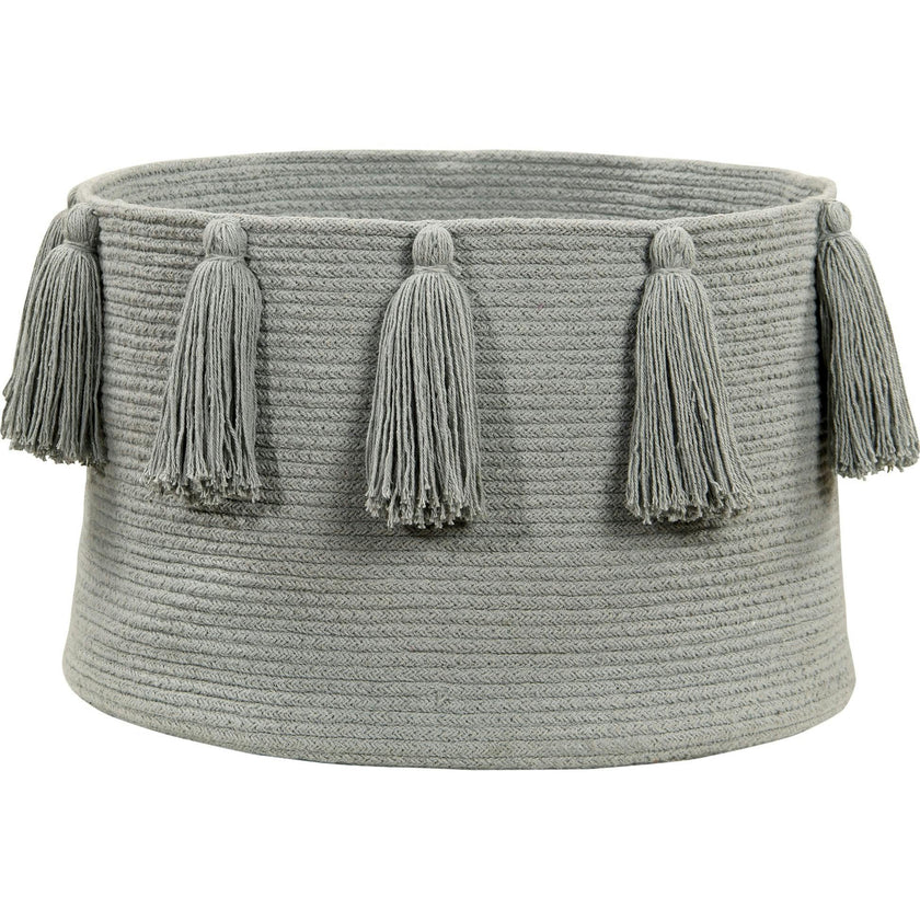 Braided Circular Basket With Tassels