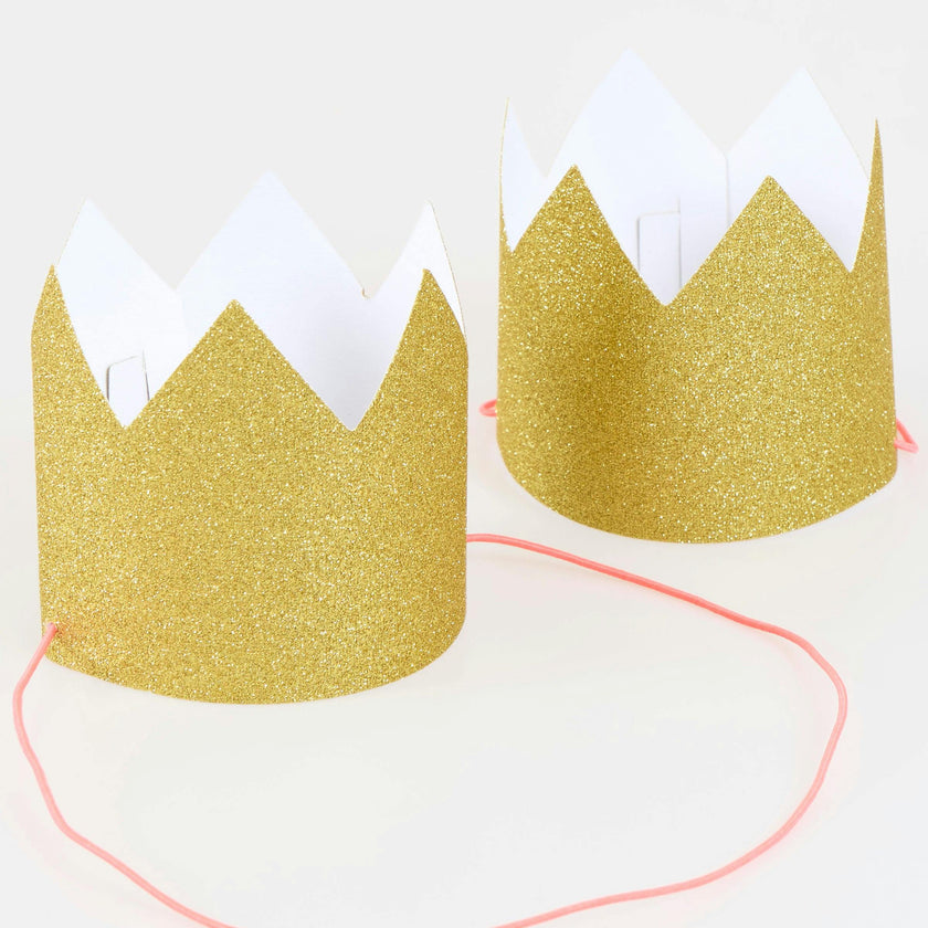 Mini Gold Glitter Crowns