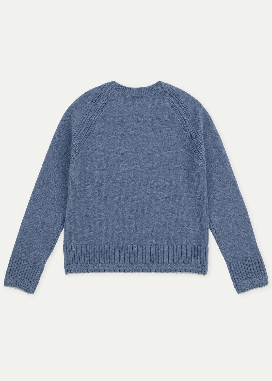 The Blue Merino Pocket Cashmere Crew