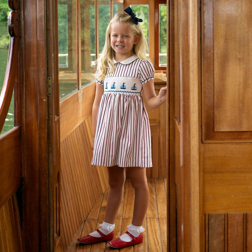 Sailboat Smocked Stripe Dress