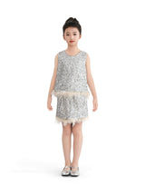Silver Sequin Feather-Trim Set